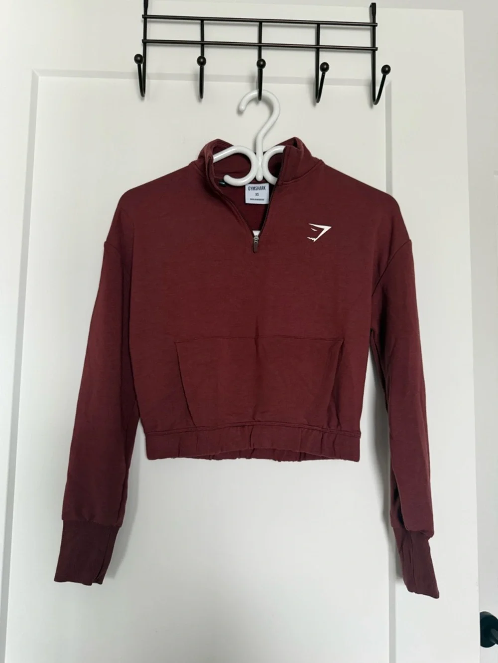 Gymshark Burgundy Cropped Half-Zip Pullover - Picture 3 of 4